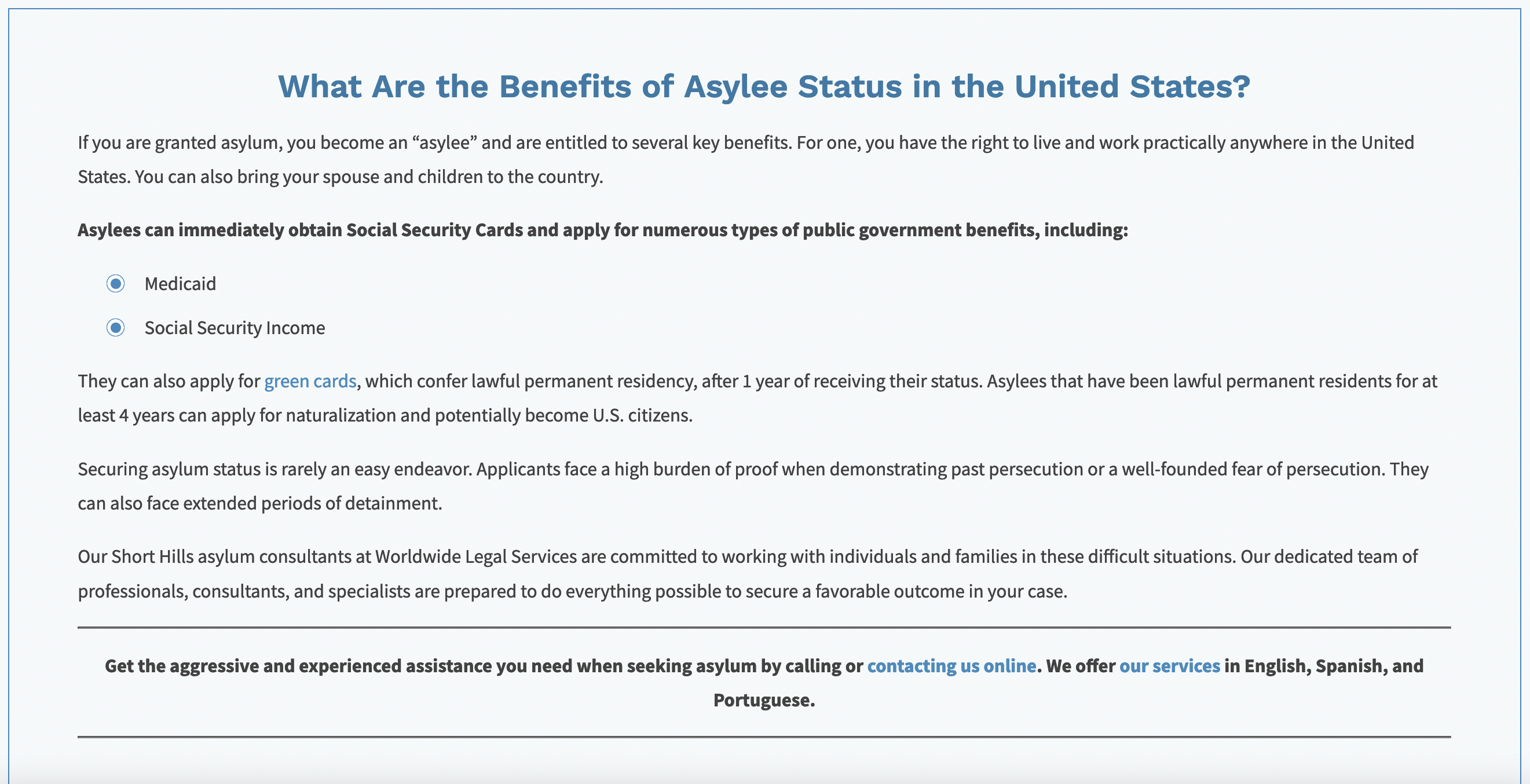 Asylum details